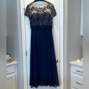 JS Collections: Navy Blue Lace Evening Gown